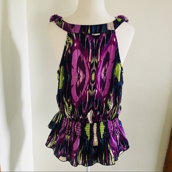 Bisou Bisou Large L Deep V-Neck Purple Tank Shirt - Picture 3 of 8